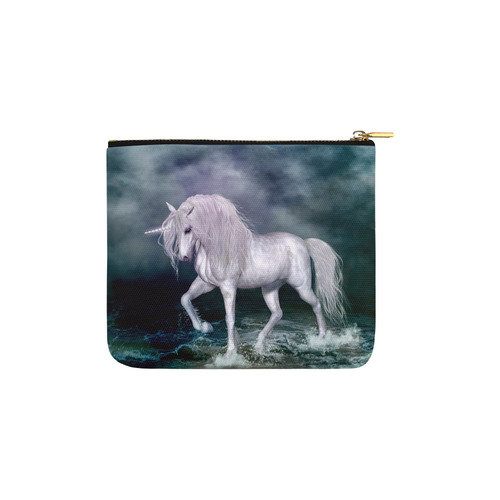 Wonderful white unicorn on the beach Carry-All Pouch 6''x5''