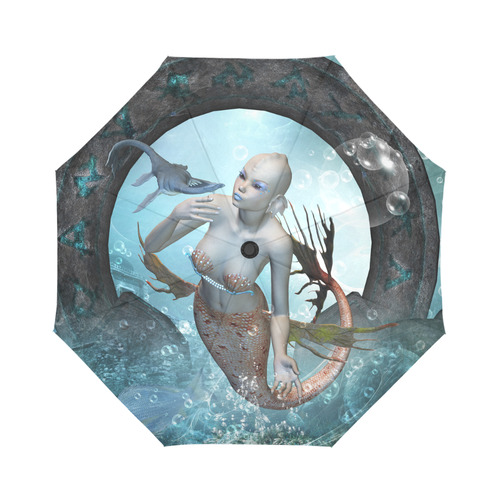 Beautiful mermaid with seadragon Auto-Foldable Umbrella (Model U04)