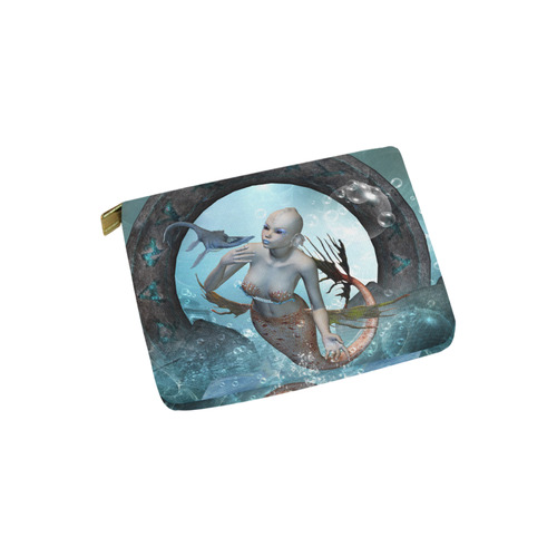 Beautiful mermaid with seadragon Carry-All Pouch 6''x5''