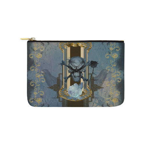 The blue skull with crow Carry-All Pouch 9.5''x6''