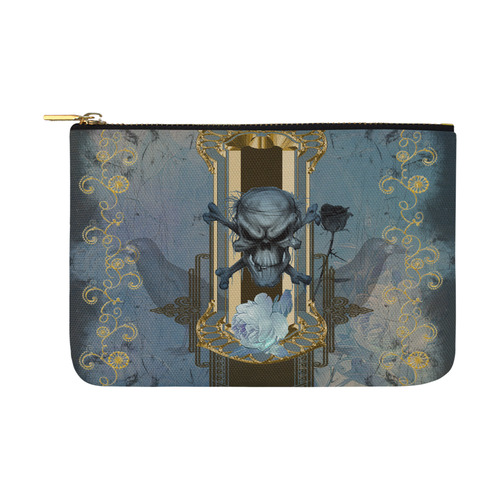 The blue skull with crow Carry-All Pouch 12.5''x8.5''