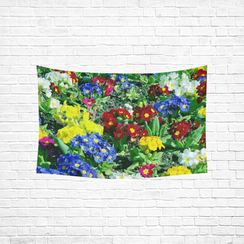 Red Blue Yellow Colorful Floral Garden Cotton Linen Wall Tapestry 60"x 40"