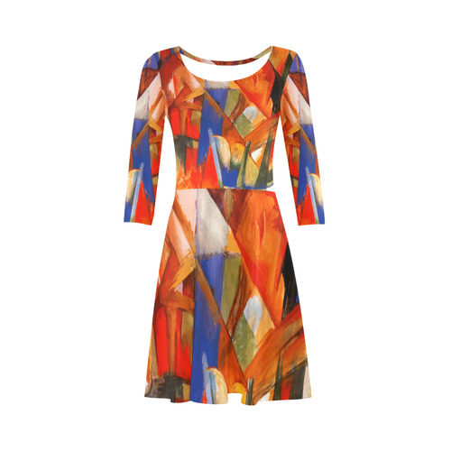 Fantasy Animal (horse) by Franz Marc 3/4 Sleeve Sundress (D23)