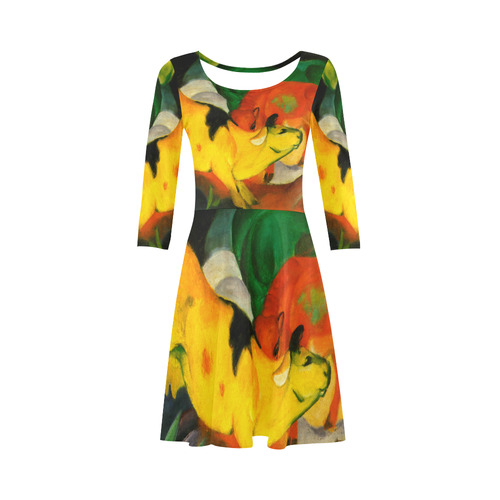 Red Yellow Green Cows by Franz Marc 3/4 Sleeve Sundress (D23)