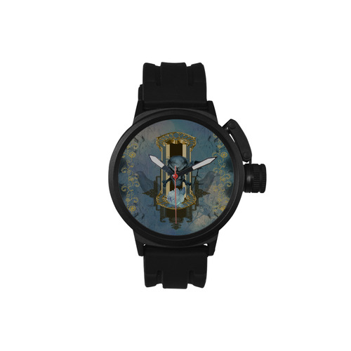 The blue skull with crow Men's Sports Watch(Model 309)