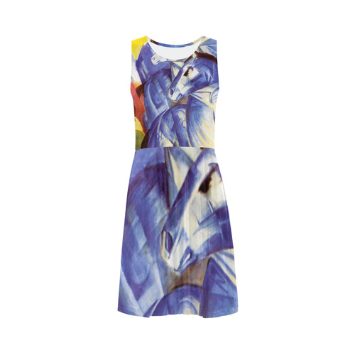 The Tower Of The Blue Horses by Franz Marc Sleeveless Ice Skater Dress (D19)