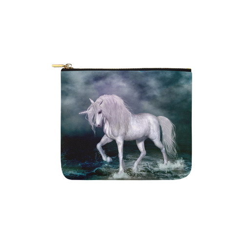 Wonderful white unicorn on the beach Carry-All Pouch 6''x5''