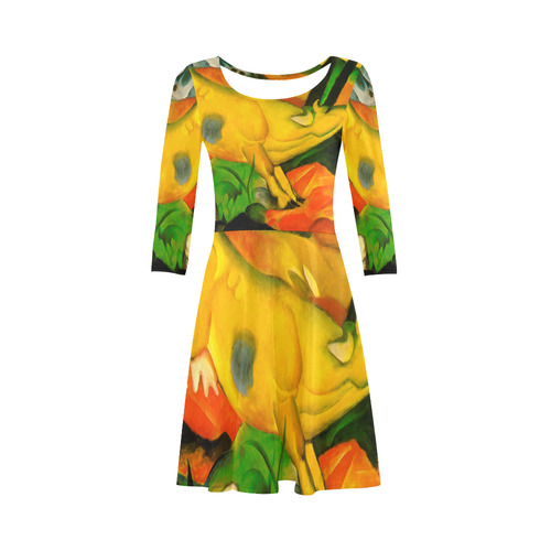 The Yellow Cow by Franz Marc 3/4 Sleeve Sundress (D23)