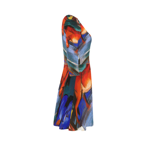 Red and Blue Horse by Franz Marc 3/4 Sleeve Sundress (D23)
