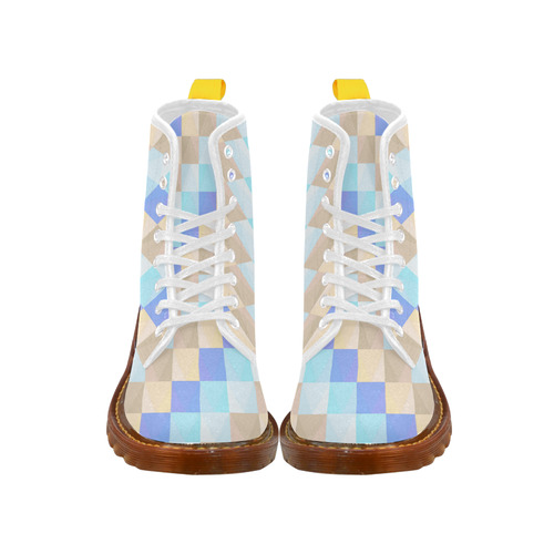 Pastel Blues Squares Martin Boots For Women Model 1203H