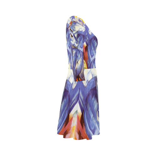 The Tower Of The Blue Horses by Franz Marc 3/4 Sleeve Sundress (D23)