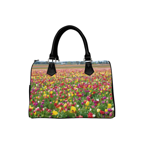 Poppy Fields Cloudy Sky Landscape Boston Handbag (Model 1621)