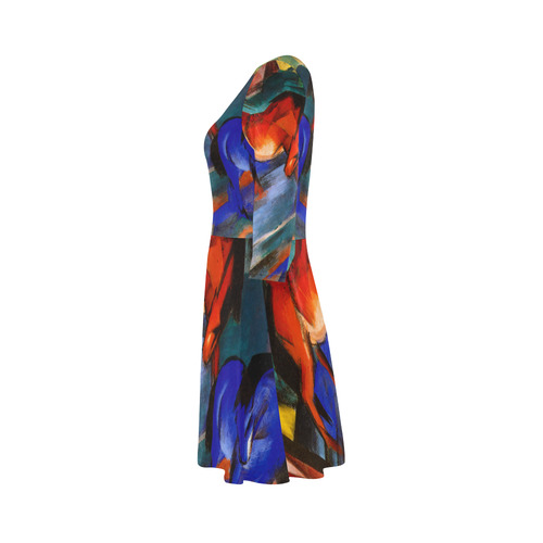 Red and Blue Horse by Franz Marc 3/4 Sleeve Sundress (D23)