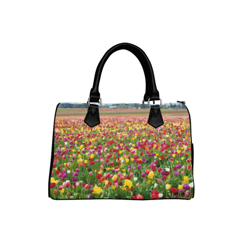 Poppy Fields Cloudy Sky Landscape Boston Handbag (Model 1621)