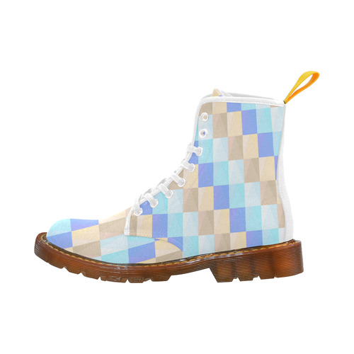 Pastel Blues Squares Martin Boots For Women Model 1203H