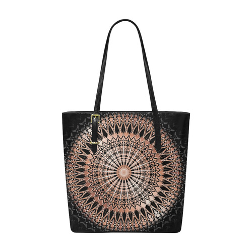 Rose Gold Copper Black Geometric Mandala Euramerican Tote Bag/Small (Model 1655)