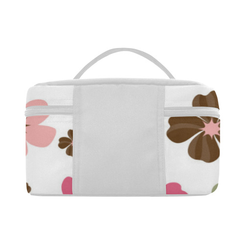 Pink and Brown Flowers Floral Pattern Cosmetic Bag/Large (Model 1658)