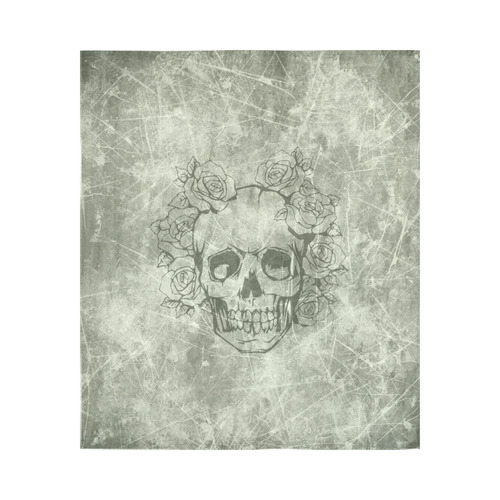 scratchy skull with roses B by JamColors Cotton Linen Wall Tapestry 51"x 60"