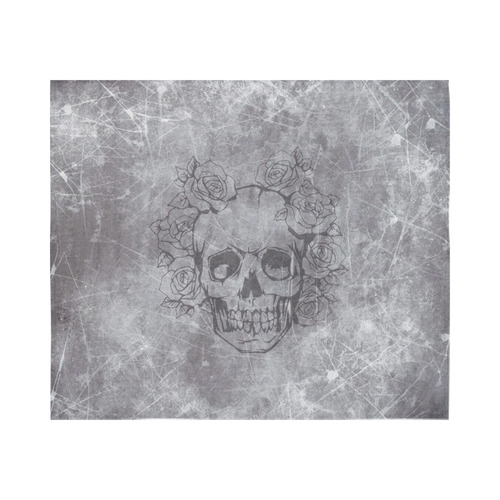 scratchy skull with roses A by JamColors Cotton Linen Wall Tapestry 60"x 51"