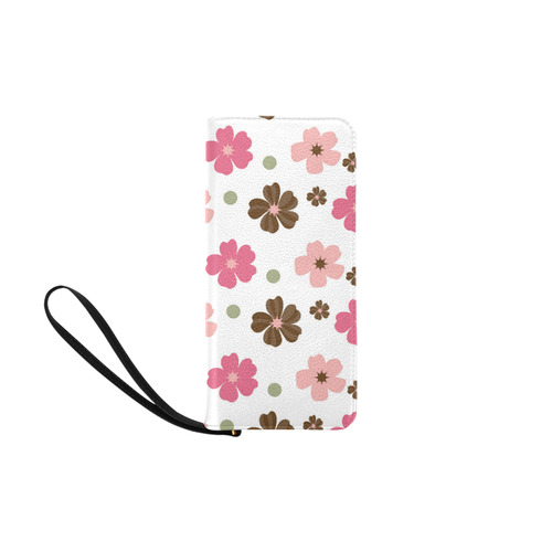 Pink and Brown Flowers Floral Pattern Women's Clutch Purse (Model 1637)