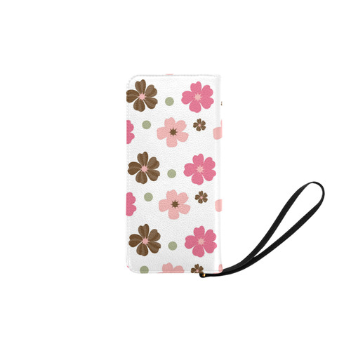 Pink and Brown Flowers Floral Pattern Women's Clutch Purse (Model 1637)