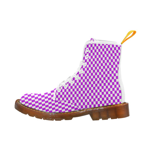 Bright Purple Gingham Martin Boots For Women Model 1203H