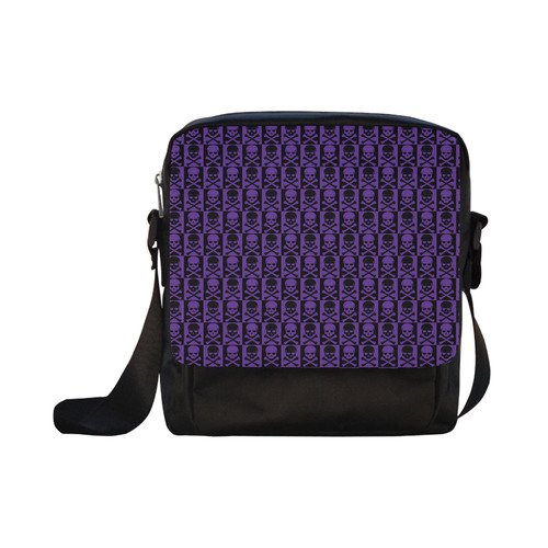 Gothic Purple and Black Skulls Crossbody Nylon Bags (Model 1633)