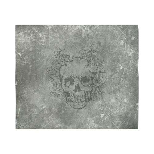 scratchy skull with roses c by JamColors Cotton Linen Wall Tapestry 60"x 51"