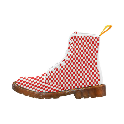 Bright Red Gingham Martin Boots For Women Model 1203H