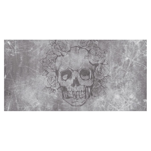 scratchy skull with roses A by JamColors Cotton Linen Tablecloth 60"x120"