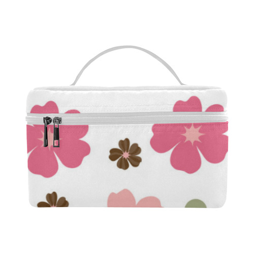 Pink and Brown Flowers Floral Pattern Cosmetic Bag/Large (Model 1658)
