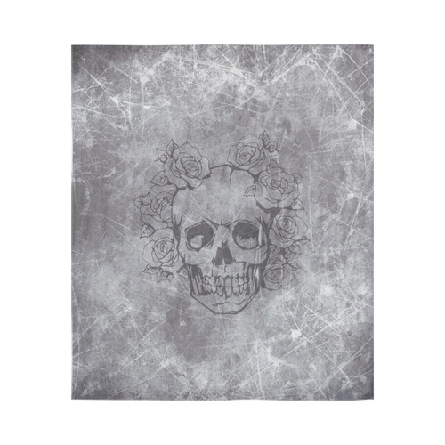 scratchy skull with roses A by JamColors Cotton Linen Wall Tapestry 51"x 60"