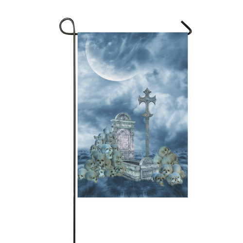 Fantasy Landscape in a field with bones and grave副 Garden Flag 12‘’x18‘’（Without Flagpole）