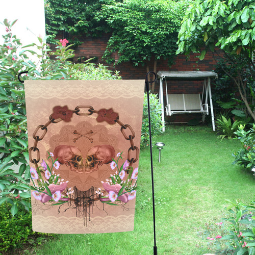 Awesome skulls with flowres Garden Flag 12‘’x18‘’（Without Flagpole）