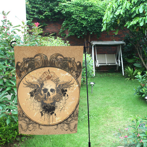 Awesome skull with wings and grunge Garden Flag 12‘’x18‘’（Without Flagpole）