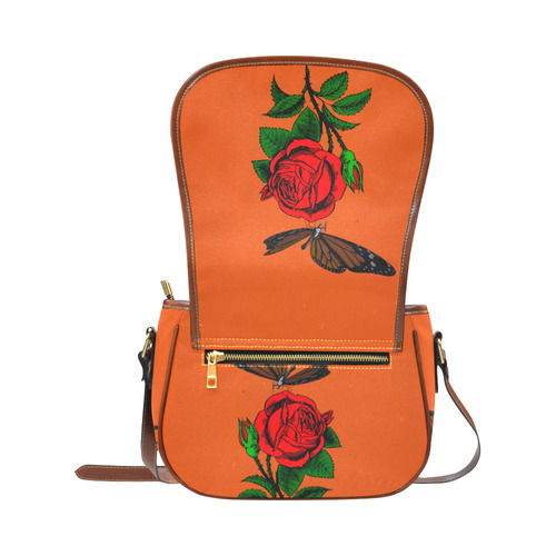 rose  with buterfly Saddle Bag/Small (Model 1649) Full Customization