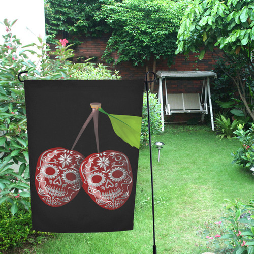 Cherry Sugar Skull Garden Flag 12‘’x18‘’（Without Flagpole）