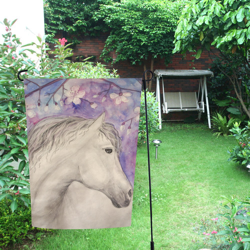 beautiful horse under sakura blossom tree副本