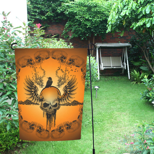 Amazing skull with crow Garden Flag 12‘’x18‘’（Without Flagpole）