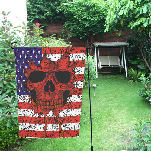 American flag skull Garden Flag 12‘’x18‘’（Without Flagpole）