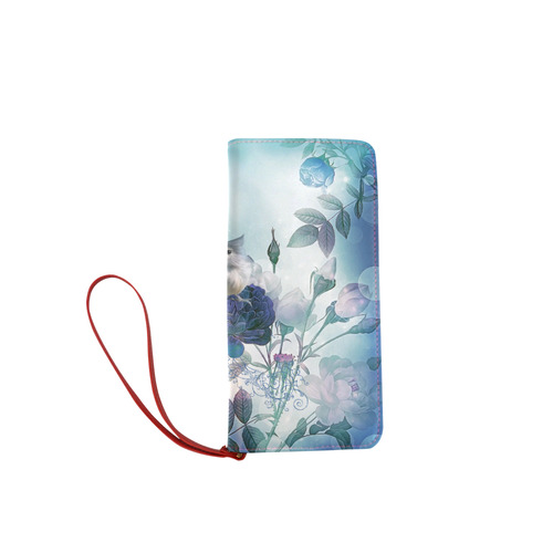 Cute birds with blue flowers Women's Clutch Wallet (Model 1637)