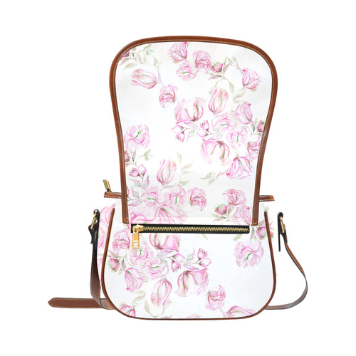 Chinese Peonies 3 Saddle Bag/Small (Model 1649) Full Customization