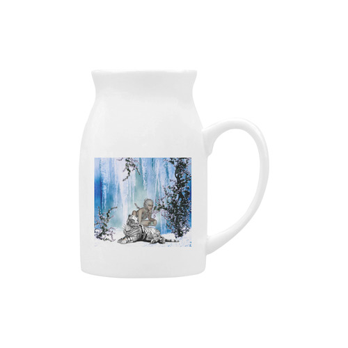 Awesome tiger with fantasy girl Milk Cup (Large) 450ml