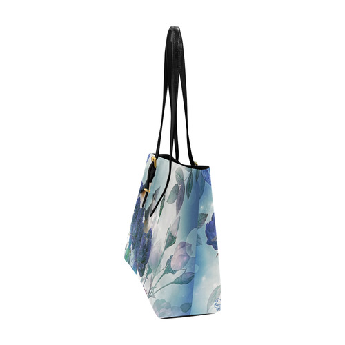 Cute birds with blue flowers Euramerican Tote Bag/Large (Model 1656)