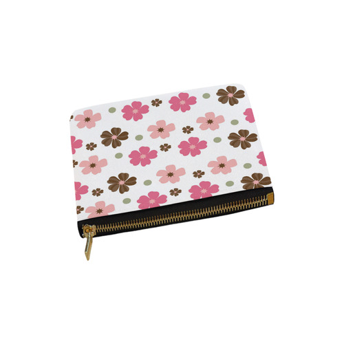 Pink and Brown Flowers Floral Pattern Carry-All Pouch 6''x5''