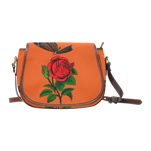 rose  with buterfly Saddle Bag/Small (Model 1649) Full Customization