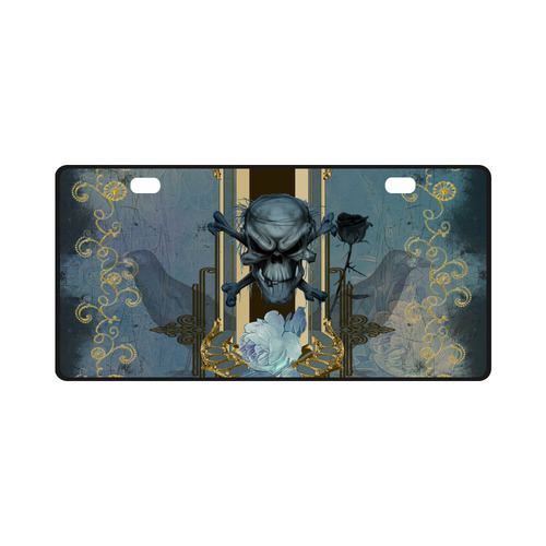 The blue skull with crow License Plate