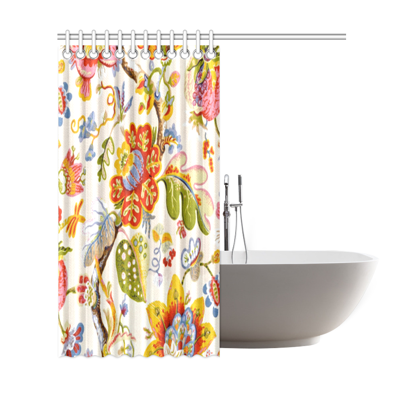 Jacobean Embroidery Floral Fine Art Shower Curtain 69"x72" ID D1281836