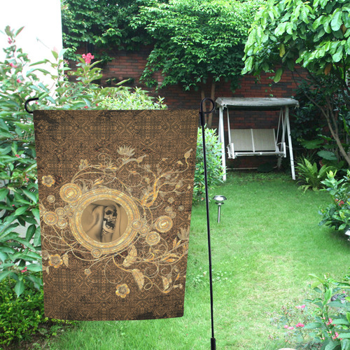 Awesome skull on a button Garden Flag 12‘’x18‘’（Without Flagpole）