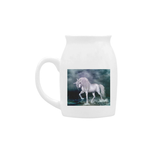 Wonderful white unicorn on the beach Milk Cup (Small) 300ml